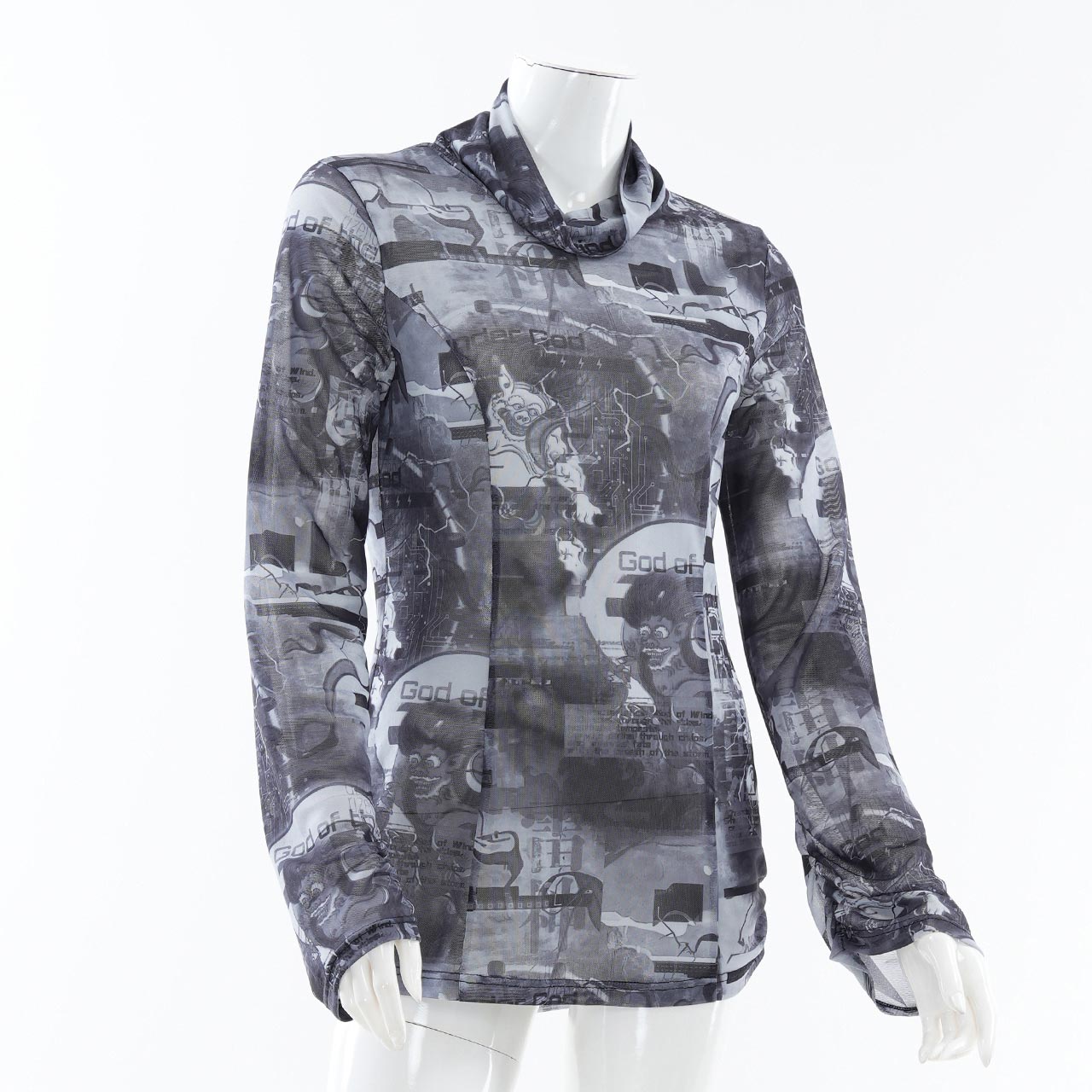 風神雷神メッシュハイネックカットソー