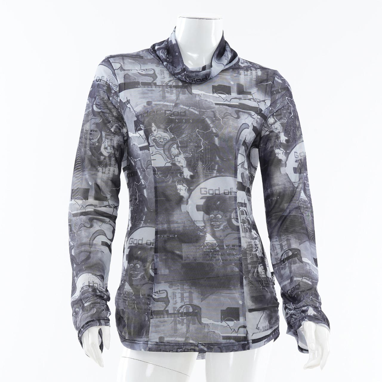 風神雷神メッシュハイネックカットソー