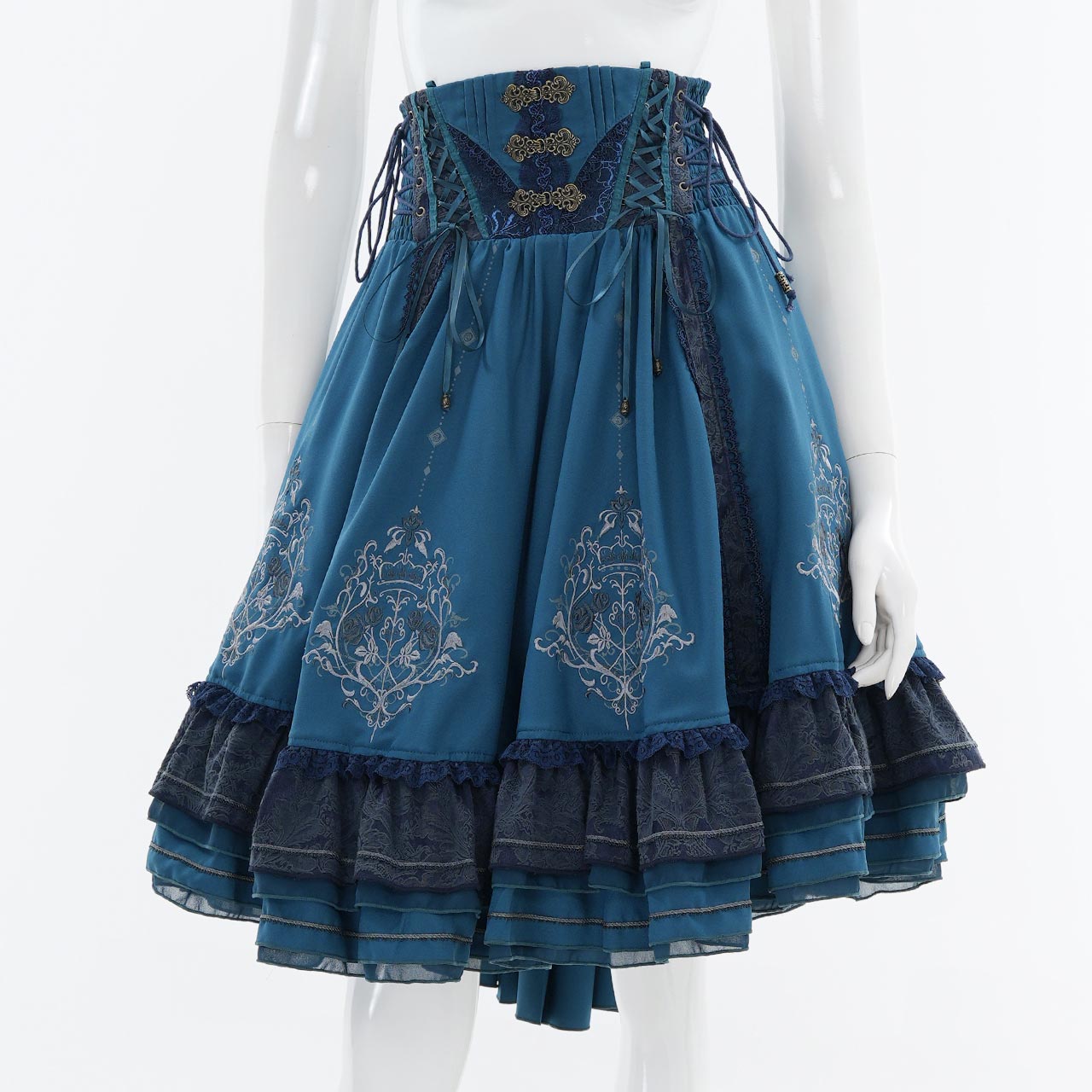 ozz oneste オッズオネスト袴スカート 黒×青 花刺繍入り編み上げ スカート｜OZZONESTE（オッズオネスト）公式オンラインショップ